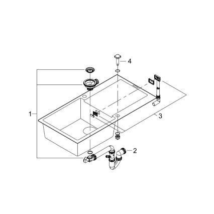 GROHE 31645AP0 - Komposiittiallas K500 1000 × 500 mm musta