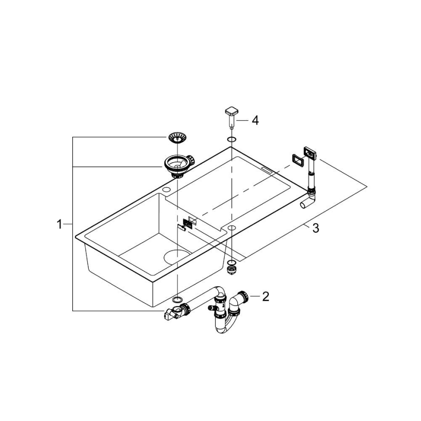GROHE 31645AP0 - Komposiittiallas K500 1000 × 500 mm musta