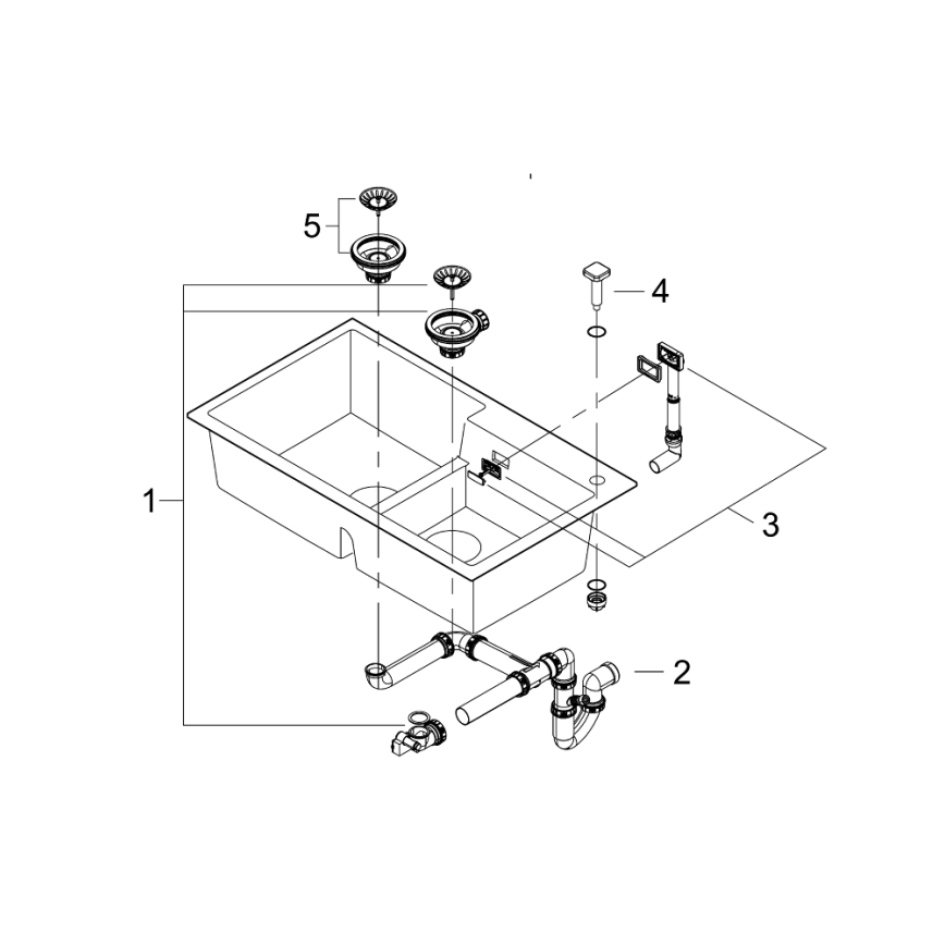 GROHE 31649AP0 - Komposiittiallas K500 860 × 500 mm musta