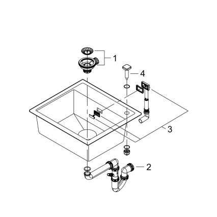 GROHE 31651AP0 - K700 komposiittiallas 560 × 510 mm musta