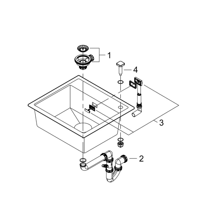GROHE 31651AP0 - K700 komposiittiallas 560 × 510 mm musta