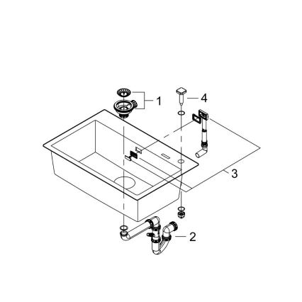 GROHE 31652AP0 - Komposiittiallas K700 780 × 510 mm musta
