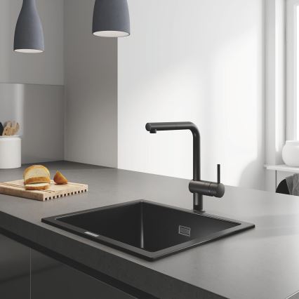 GROHE 31654AP0 - Keittiöallas K700U 533 × 457 mm musta graniitti/musta