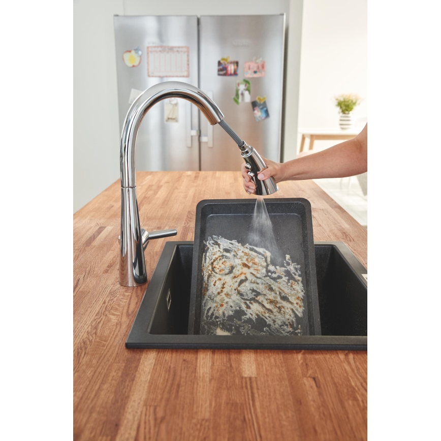 GROHE 31654AP0 - Keittiöallas K700U 533 × 457 mm musta graniitti/musta