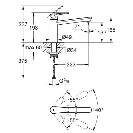 GROHE 31693000 - Keittiöhana BAUEDGE 193 mm kiiltävä kromi