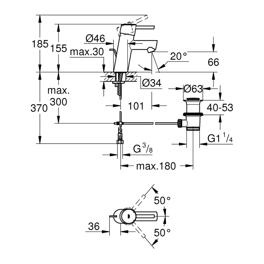 GROHE 32204001 - CONCETTO DN 15 pesuallashana, kiiltävä kromi