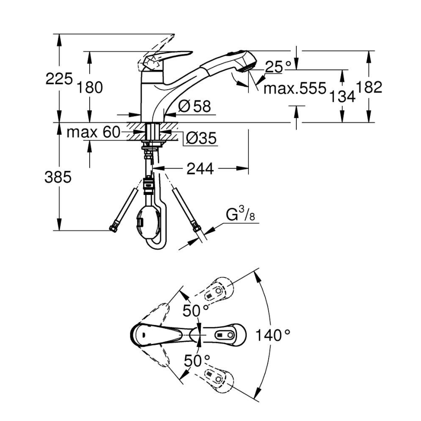 GROHE 32257001 - EURODISC keittiöhana, kiiltävä kromi