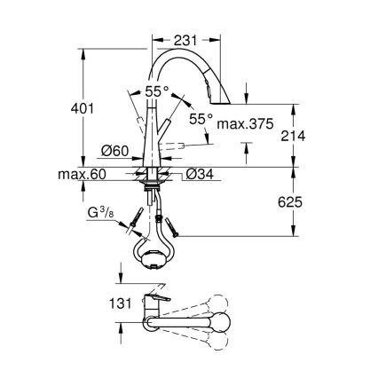 GROHE 32294DC2 - ZEDRA keittiöhana, ruostumaton teräs