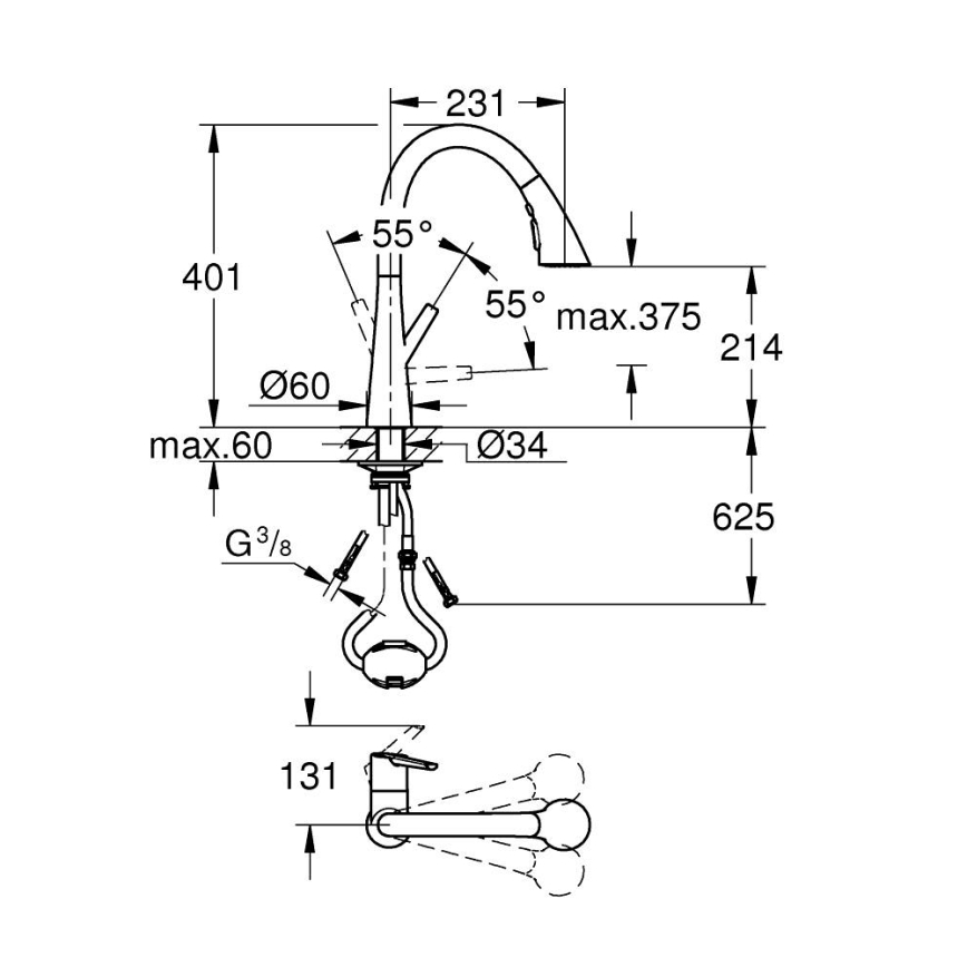 GROHE 32294DC2 - ZEDRA keittiöhana, ruostumaton teräs