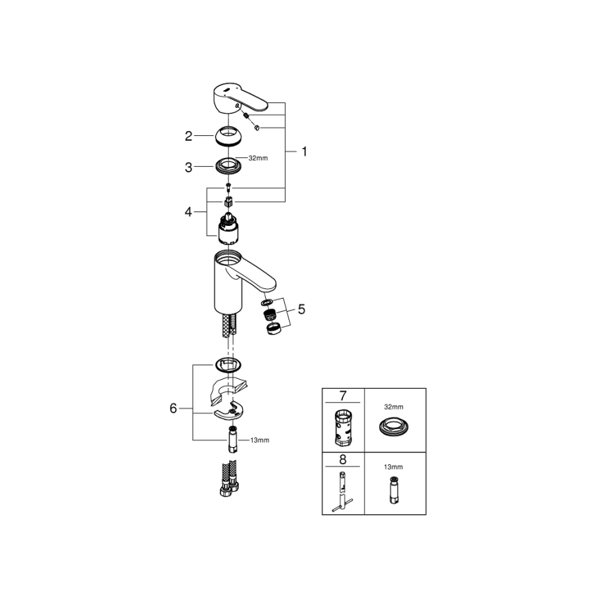 GROHE 3246820E - Pesuallashana EUROSTYLE COSMOPOLITAN, koko S, kromattu