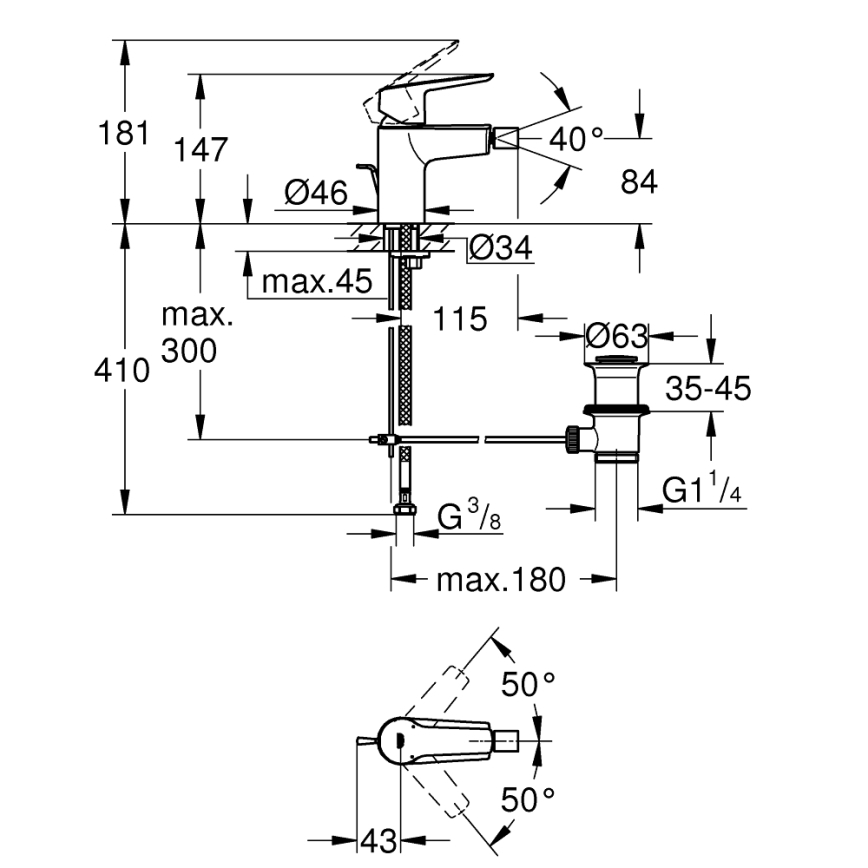 GROHE 325602432 - Bidehana START koko S musta