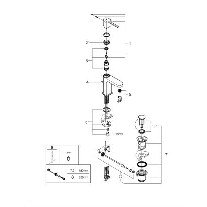 GROHE 32612003 - PLUS pesuallashana, koko S, kiiltävä kromi