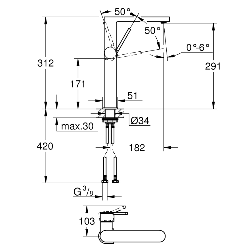 GROHE 32618003 - Pesuallashana PLUS XL kiiltävä kromi