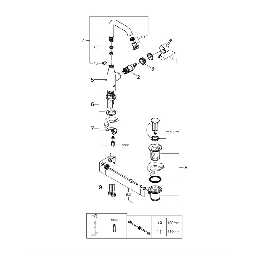 GROHE 32628001 - ESSENCE-pesuallashana, L-koko, kiiltävä kromi