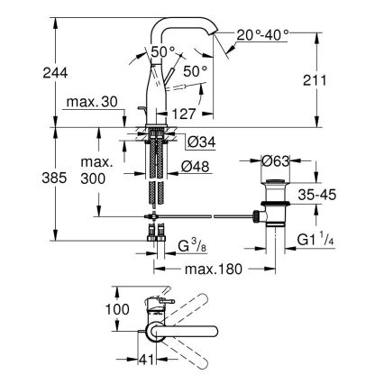 GROHE 32628DL1 - ESSENCE-pesuallashana, koko L, pronssi