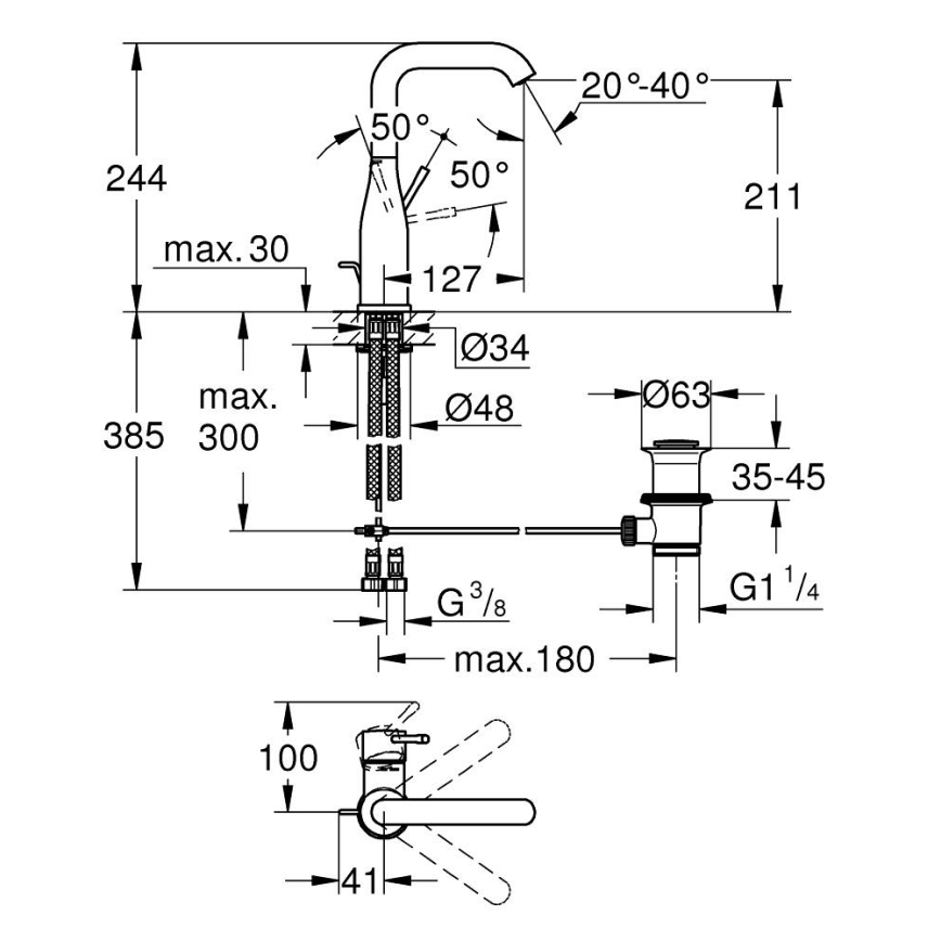 GROHE 32628DL1 - ESSENCE-pesuallashana, koko L, pronssi