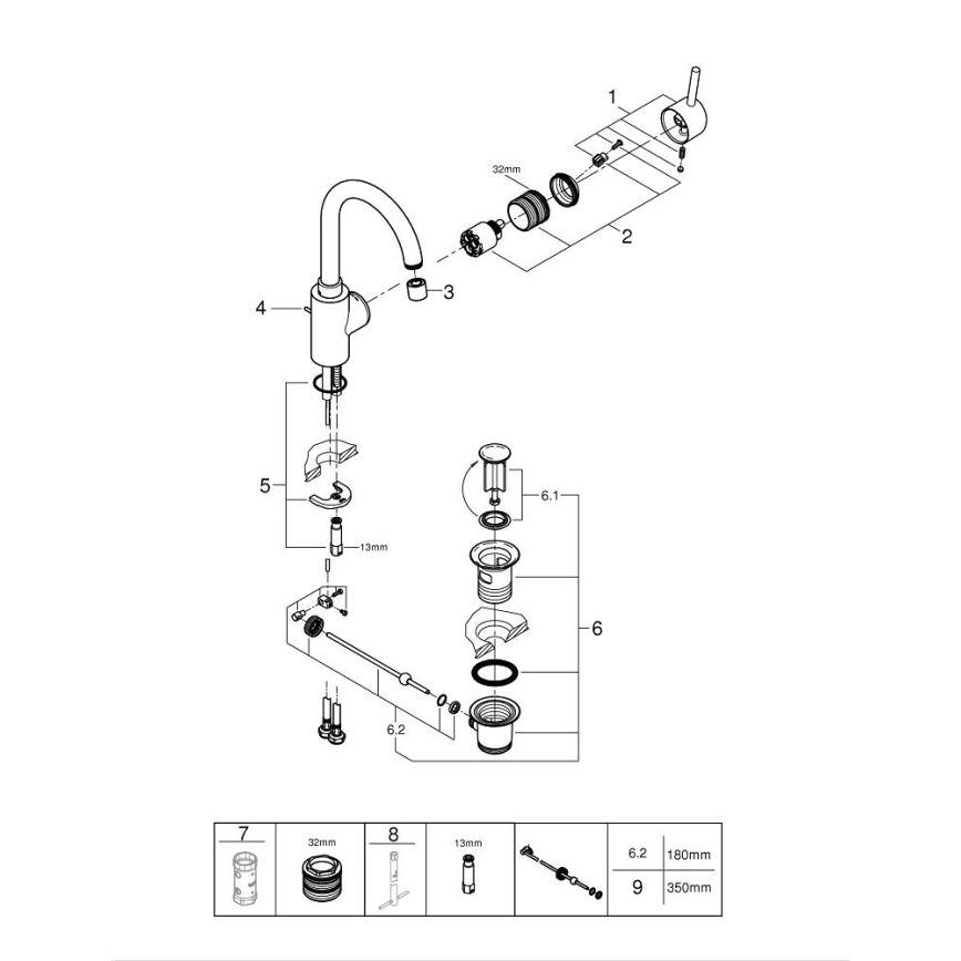 GROHE 32629002 - CONCETTO pesuallashana, koko L, kiiltävä kromi