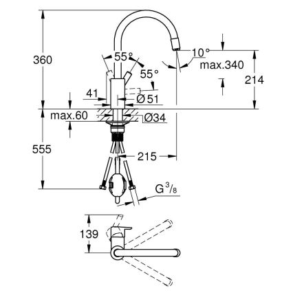 GROHE 32671002 - Keittiöhana FEEL kiiltävä kromi