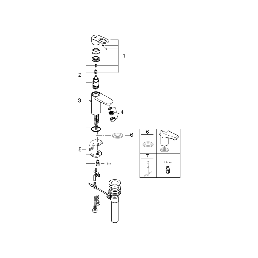 GROHE 32814000 - Pesuallashana BAULOOP, kiiltävä kromi
