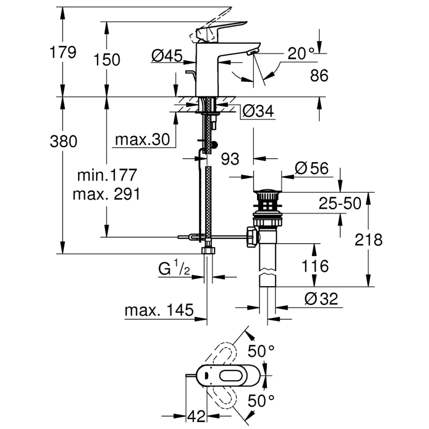 GROHE 32814000 - Pesuallashana BAULOOP, kiiltävä kromi