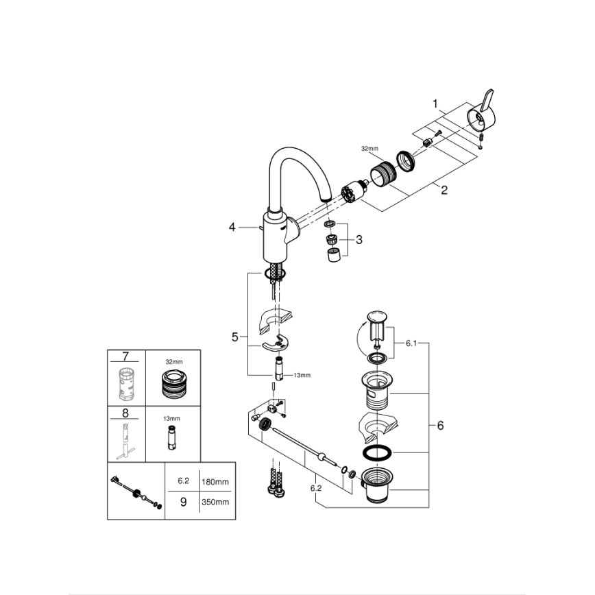 GROHE 32830001 - Pesuallosekoitin EUROSMART COSMOPOLITAN koko L kromi