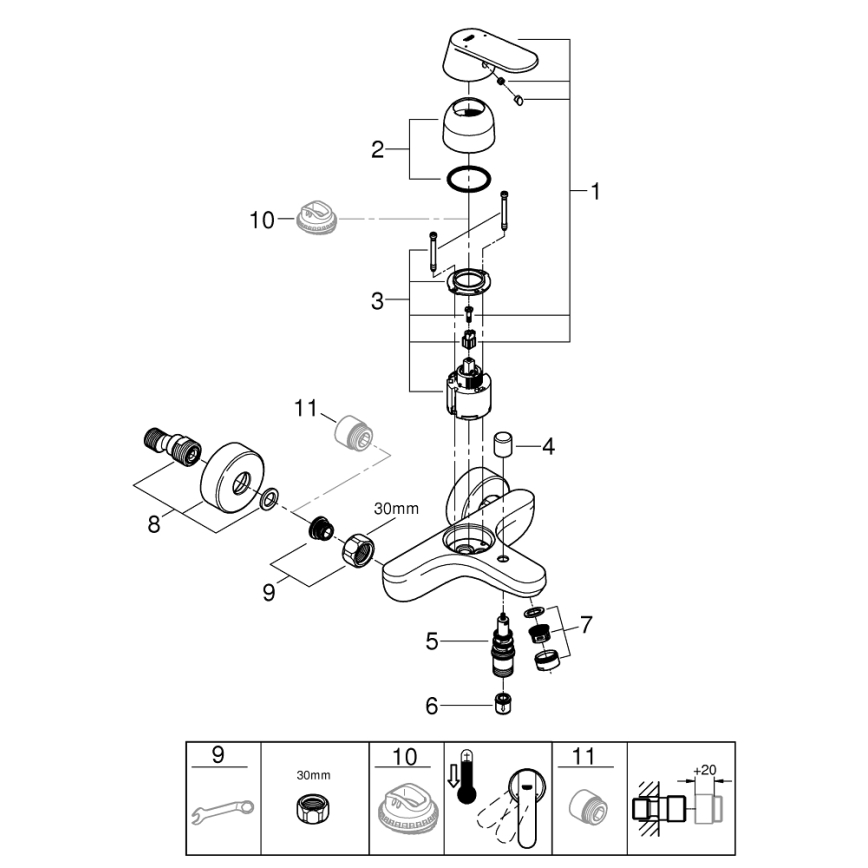 GROHE 32831000 - EUROSMART COSMOPOLITAN ammehana DN 15, kiiltävä kromi