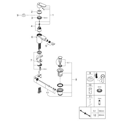 GROHE 32839000 - EUROSMART COSMOPOLITAN bidehana, koko S, kiiltävä kromi