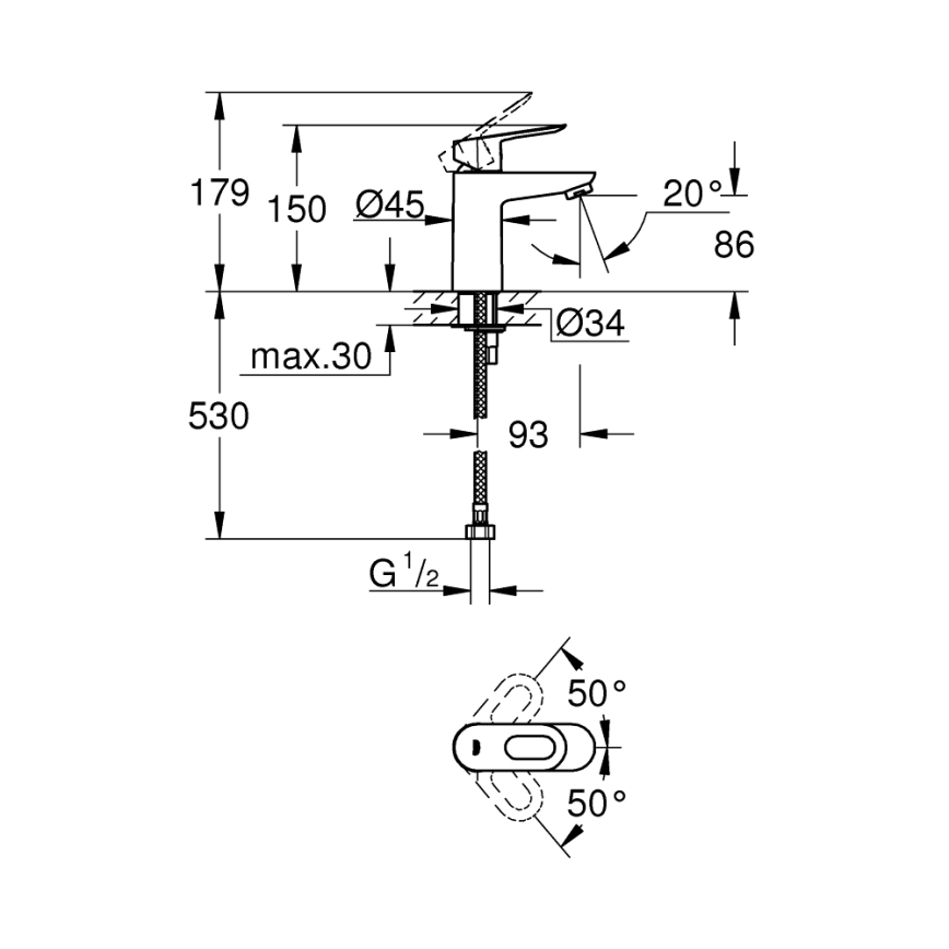 GROHE 32854000 - Pesuallashana BAULOOP kiiltävä kromi