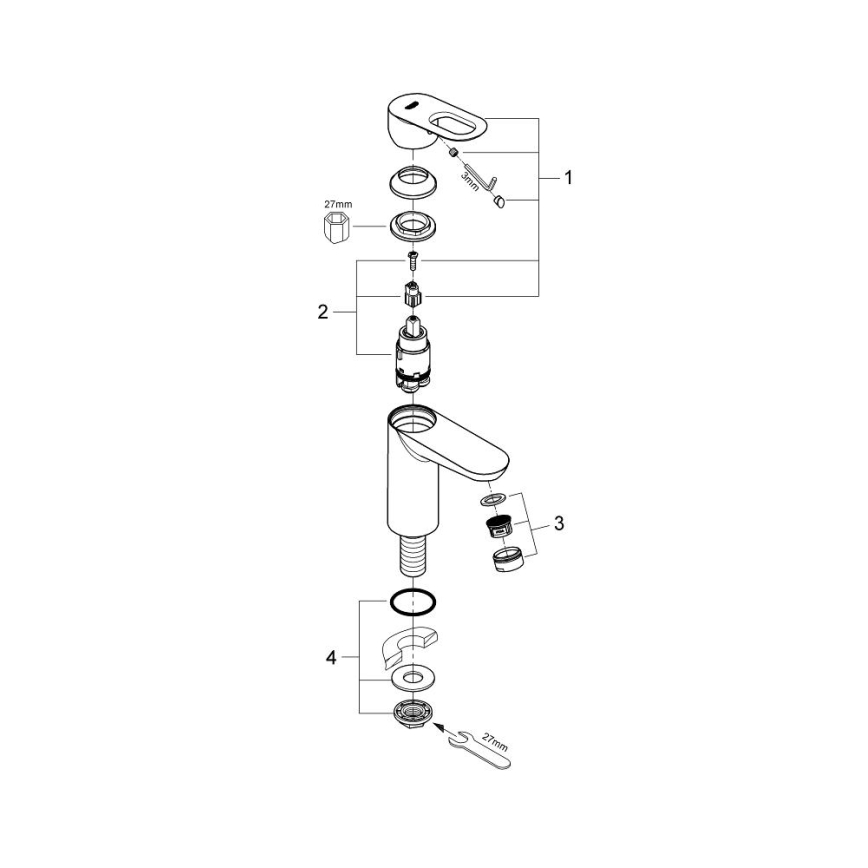 GROHE 32857000 - BAULOOP pöytähana DN 15, kiiltävä kromi