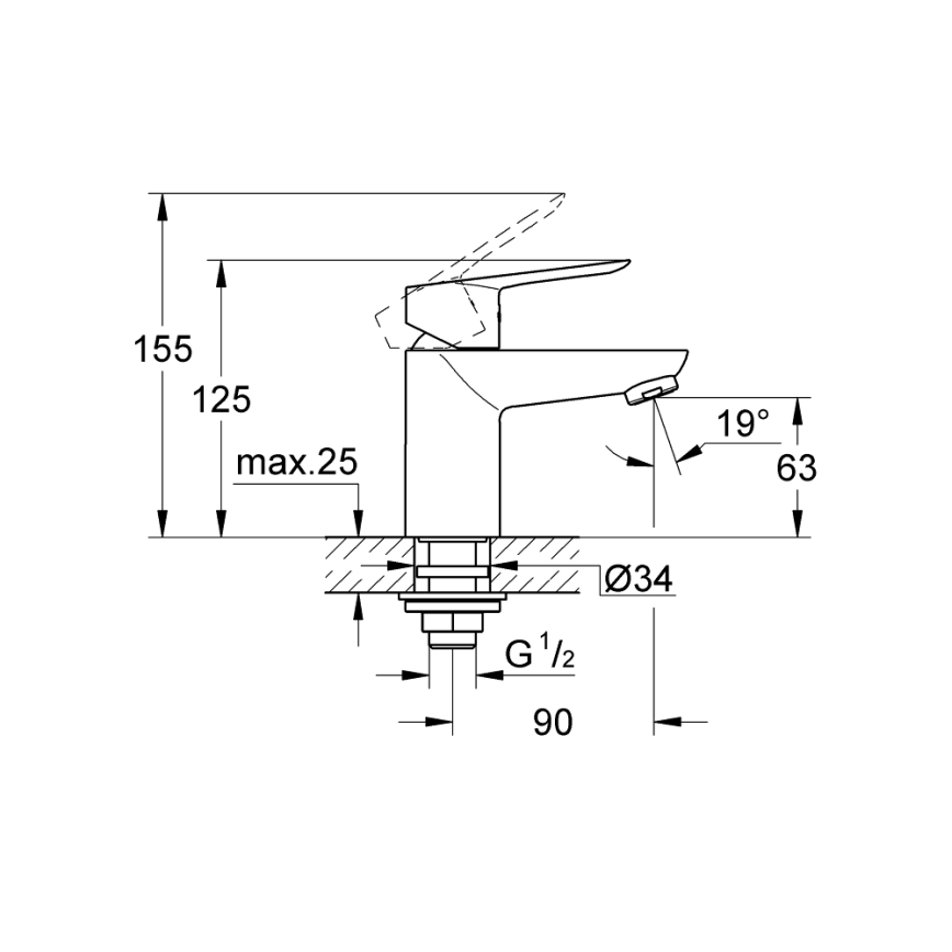 GROHE 32857000 - BAULOOP pöytähana DN 15, kiiltävä kromi