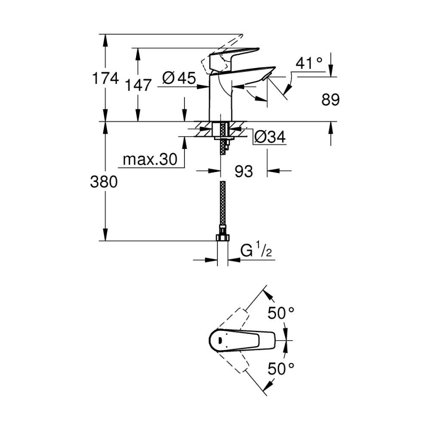 GROHE 32858001 - BAUEDGE-pesuallashana 147 mm, kiiltävä kromi