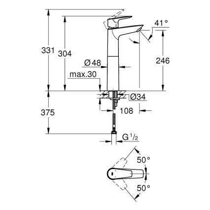GROHE 32860001 - BAUEDGE pesuallashana 304 mm, kiiltävä kromi