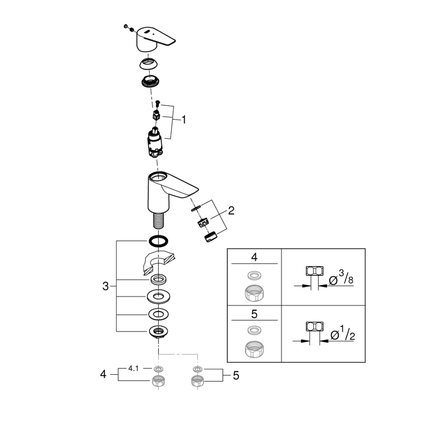 GROHE 32861001 - BAUEDGE 131 mm pöytäkiinnitteinen hana, kiiltävä kromi