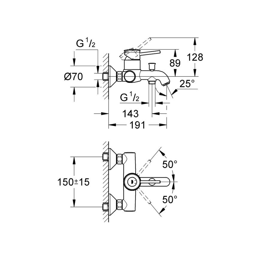 GROHE 32865000 - BAUCLASSIC ammehana DN 15 kiiltävä kromi