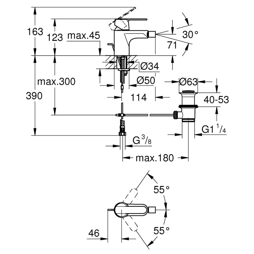 GROHE 32885000 - GET-bidehana DN 15 kiiltävä kromi