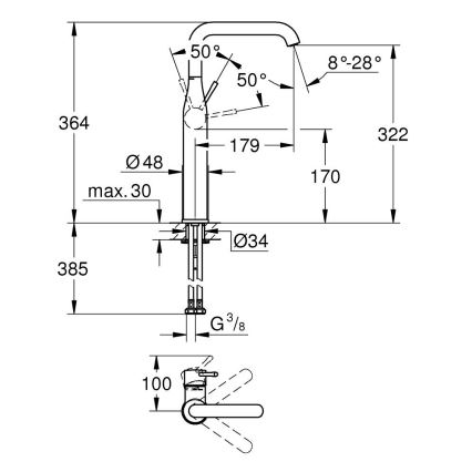 GROHE 32901DA1 - ESSENCE-allashana, pronssinvärinen