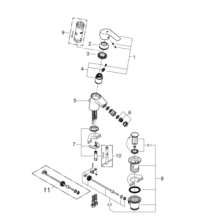 GROHE 32929002 - EUROSMART-bidet-sekoitin, koko S, kiiltävä kromi