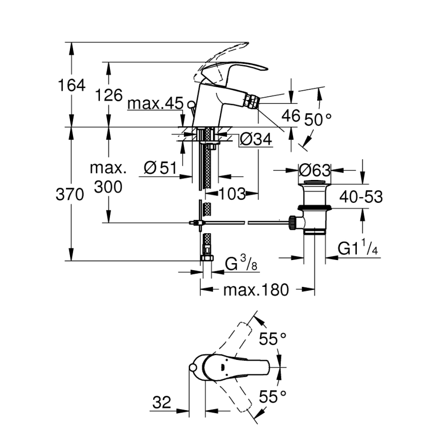 GROHE 32929002 - EUROSMART-bidet-sekoitin, koko S, kiiltävä kromi