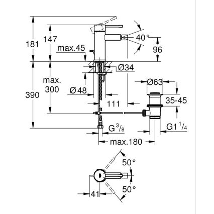 GROHE 32935GN1 - Bidetihana ESSENCE DN 15 koko S, kullanvärinen