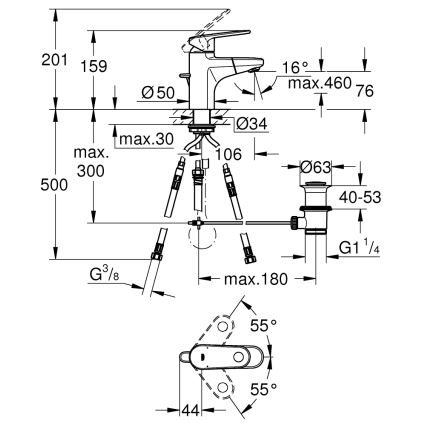 GROHE 33155002 - EUROPLUS pesuallashana DN 15, kiiltävä kromi