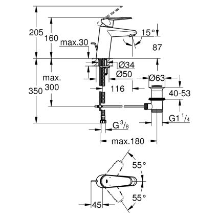 GROHE 3319020E - EURODISC COSMOPOLITAN pesuallashana, koko S, kromi