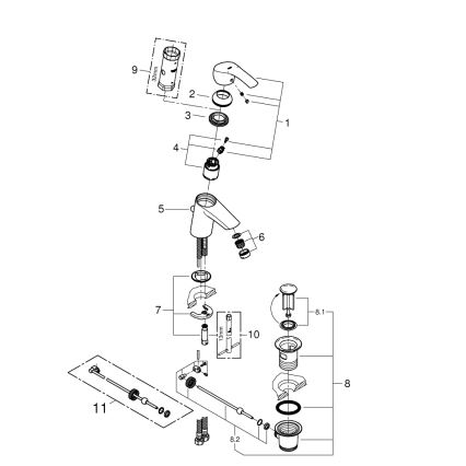 GROHE 33265002 - Pesuallashana EUROSMART DN 15 koko S kiiltävä kromi