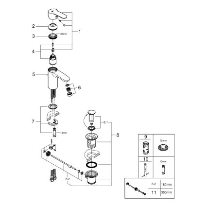 GROHE 3355220E - Pesuallashana EUROSTYLE COSMOPOLITAN kiiltävä kromi