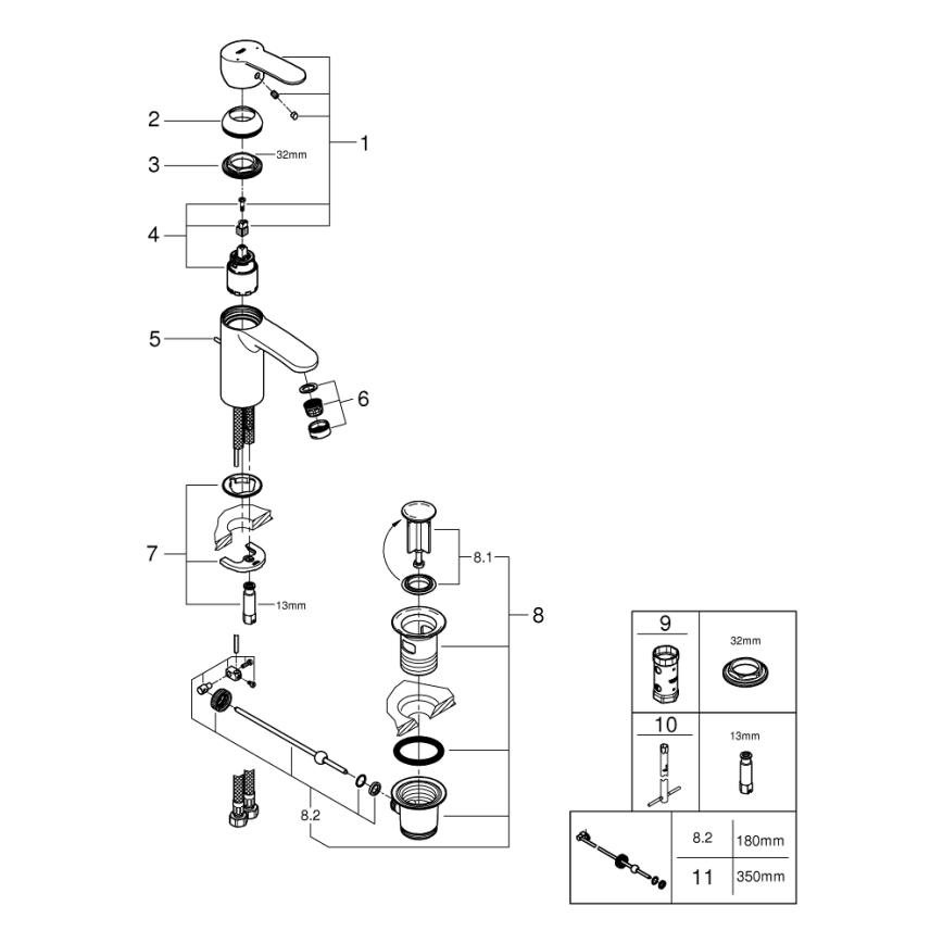 GROHE 3355220E - Pesuallashana EUROSTYLE COSMOPOLITAN kiiltävä kromi