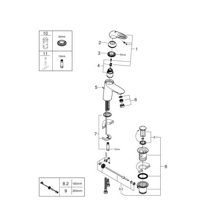 GROHE 33558LS3 - Pesuallashana EUROSTYLE koko S valkoinen
