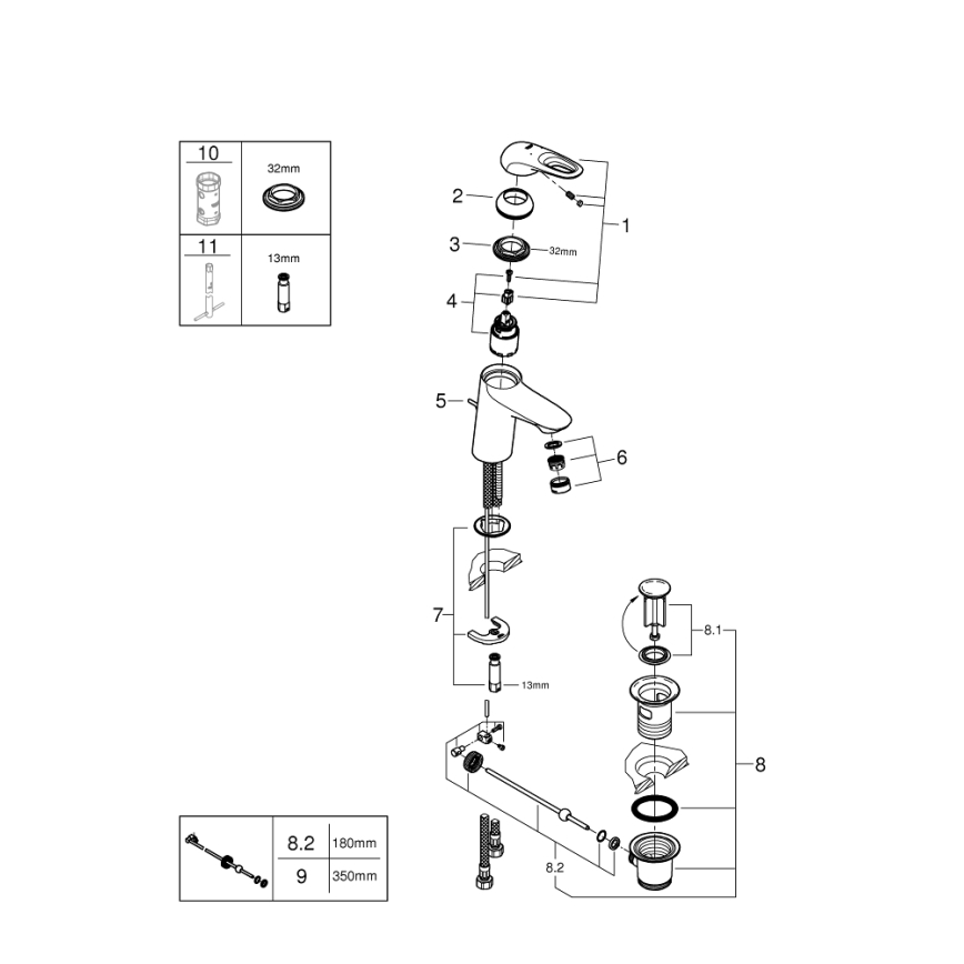 GROHE 33558LS3 - Pesuallashana EUROSTYLE koko S valkoinen