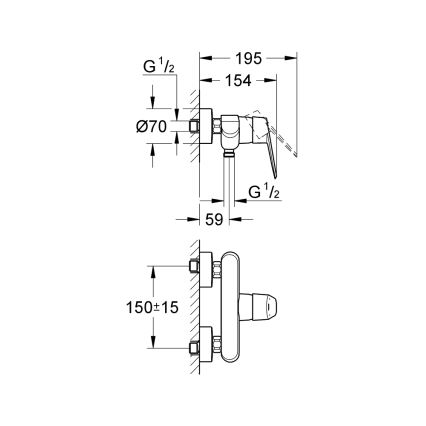 GROHE 33569002 - EURODISC COSMOPOLITAN suihkuhana DN 15 kiiltävä kromi