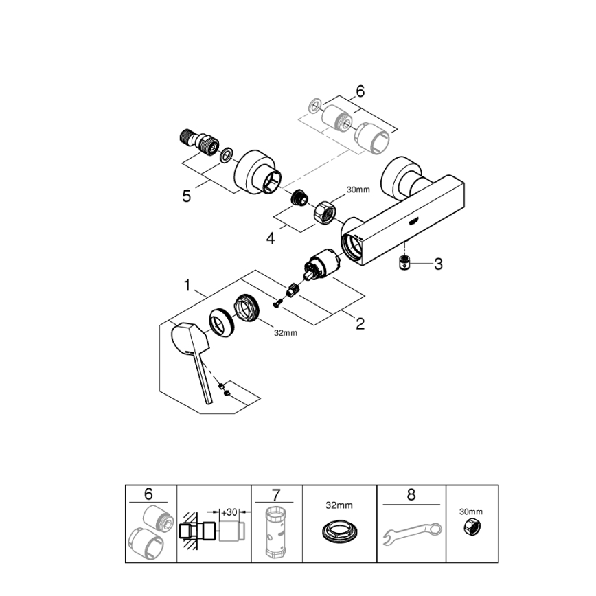 GROHE 33577003 - Suihkuhana PLUS DN 15 kiillotettu kromi