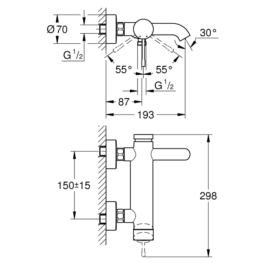 GROHE 33624DL1 - ESSENCE 193 mm ammehana, harjattu kupari