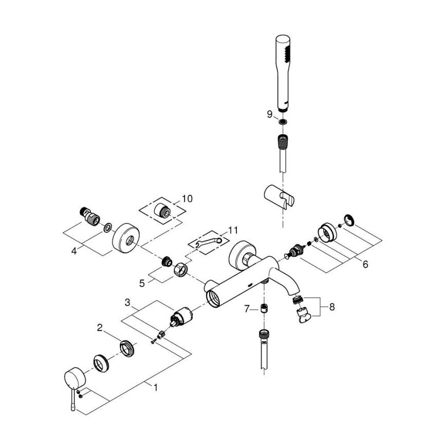 GROHE 33628001 - ESSENCE kylpyammesetti sekoittajalla DN 15, kiiltävä kromi